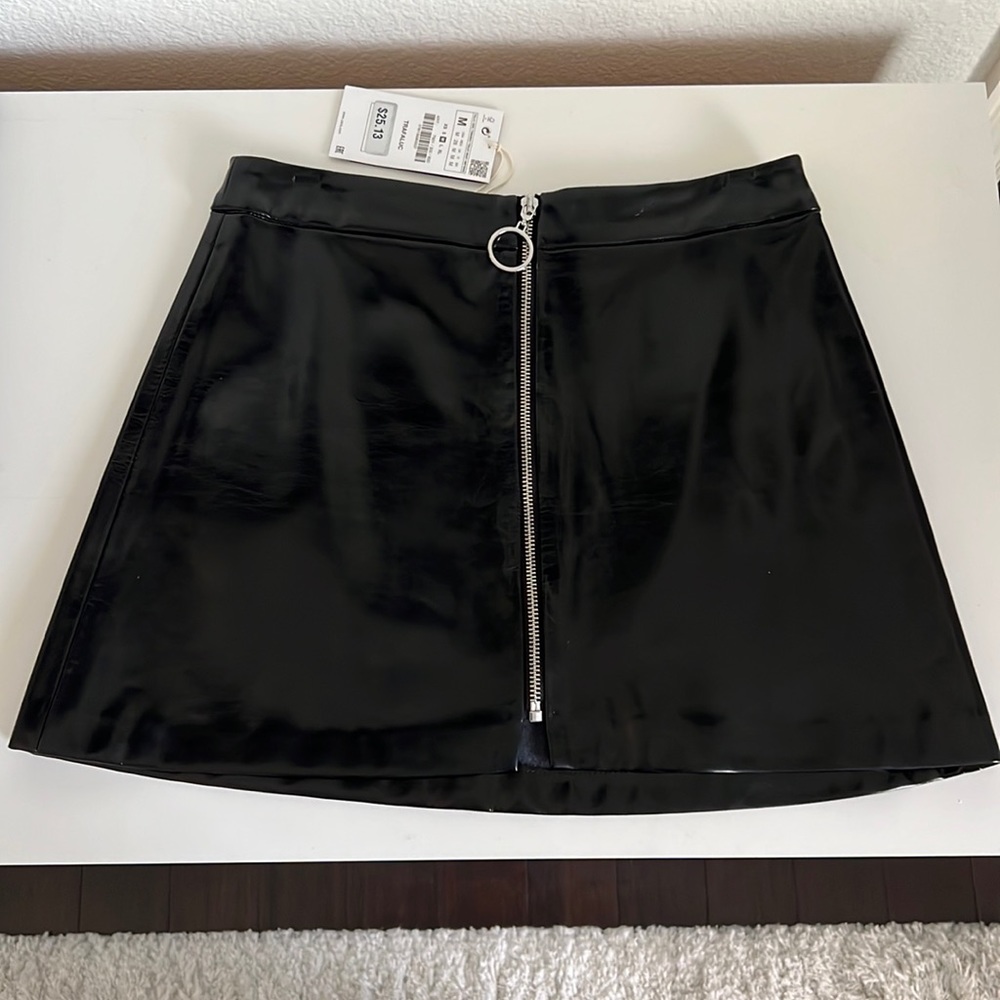 Zara Black Faux Leather Skirt